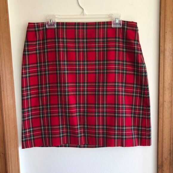 TALBOTS Tartan A Line Red Plaid Skirt 12P - Picture 2 of 15